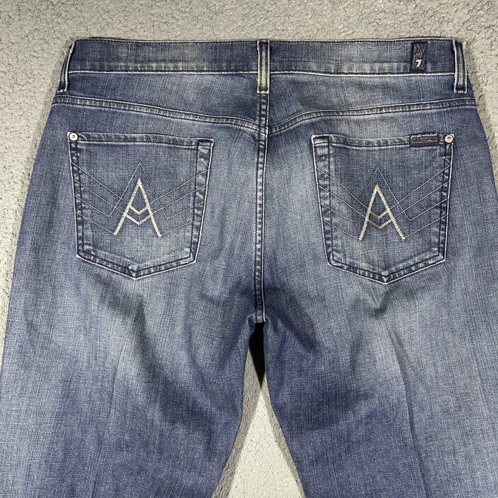 7 For All Mankind A Pkt Bootcut Jeans Men's 34 Blue Medium Wash Denim #3893 - Picture 7 of 10